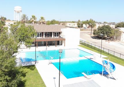 aerial picture of city pool