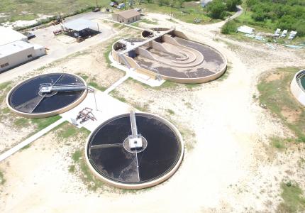 Aerial picture of wastewater plant